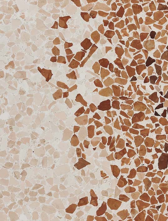 Terrazzo en céramique beige et terracotta pour aménagement architectural intérieur