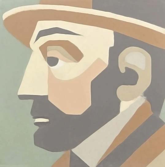 Portrait stylisé de Cézanne réalisé en carreau de ciment illustrant un motif artistique inspiré du patrimoine français