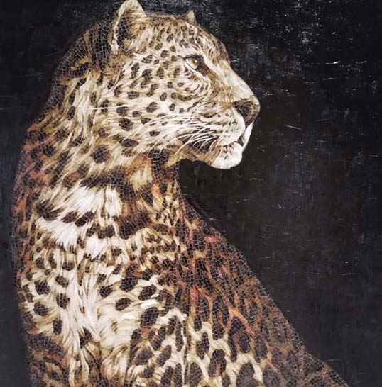 Mosaïque artistique personnalisée pour piscines et spas de prestige Mosaïque artistique représentant un léopard, idéale pour personnaliser piscines, spas et espaces bien-être haut de gamme